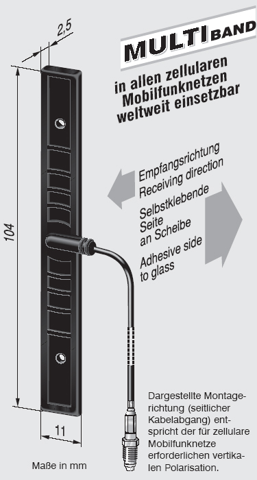 Multi-Band-Fahrzeuginnenantenne AMPS/GSM900/1800,PCS,UMTS